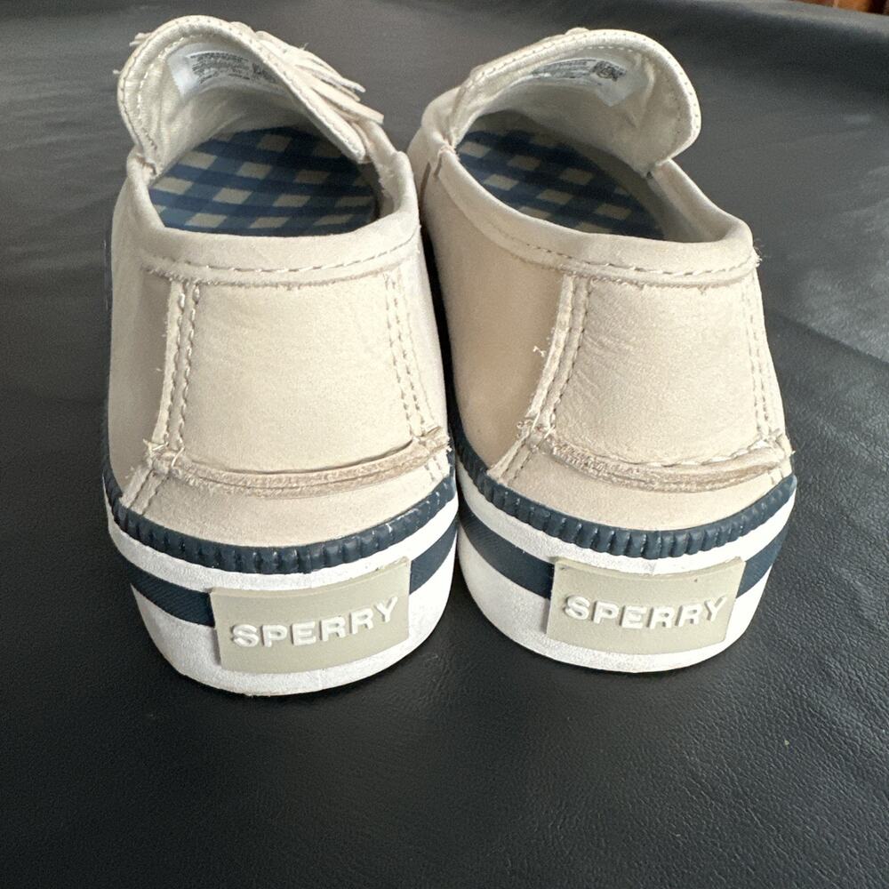 Sperry Bayside Boat Loafer Shoe Women’s 9.5 Beige White Navy - BP - Picture 7 of 11